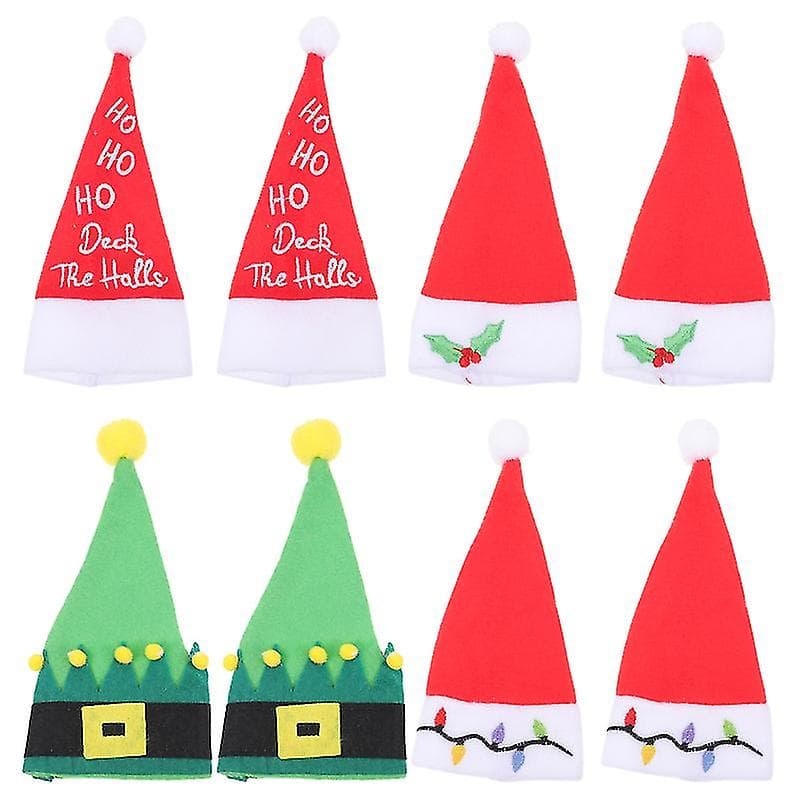 8pcs Durable Non-woven Cloth Cutlery Bags Xmas Hat Forks Clothes For Home