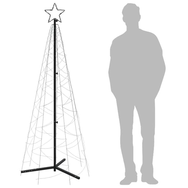 vidaXL Kartio joulukuusi 200 kylmän valkoista LED-valoa 70x180 cm