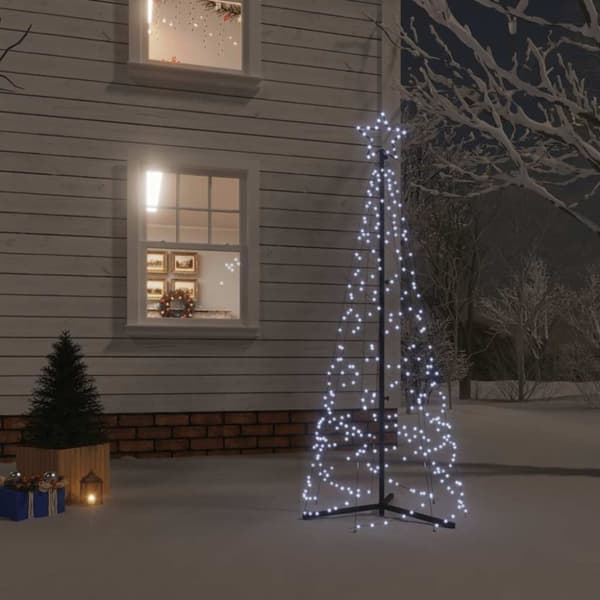 vidaXL Kartio joulukuusi 200 kylmän valkoista LED-valoa 70x180 cm