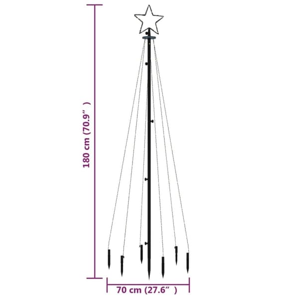 vidaXL juletræ med spyd 108 LED'er 180 cm blåt lys