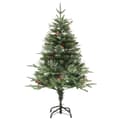 Miniatyrbild 2 av 11: vidaXL Belyst julgran med kottar grön 120 cm PVC&PE