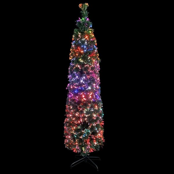 vidaXL kunstigt smalt juletræ med juletræsfod 240 cm fiberoptisk