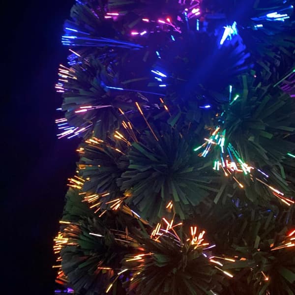 vidaXL kunstigt smalt juletræ med juletræsfod 240 cm fiberoptisk