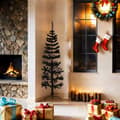 Miniatyrbillede 2 af 9: vidaXL kunstigt halvt juletræ med juletræsfod 150 cm smalt sort