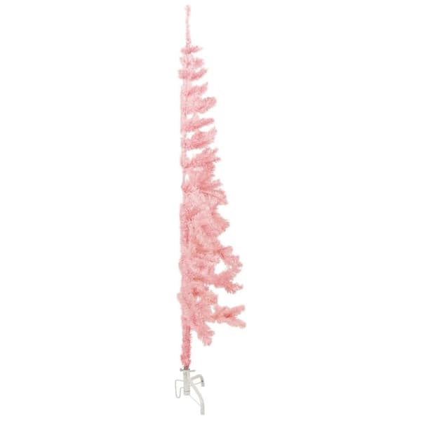 vidaXL kunstigt halvt juletræ med juletræsfod 150 cm smalt pink