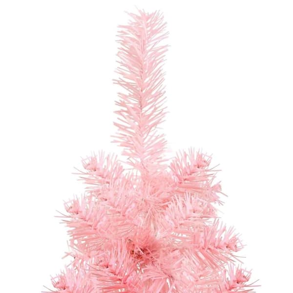 vidaXL kunstigt halvt juletræ med juletræsfod 150 cm smalt pink