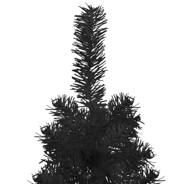 vidaXL Kapea puolikas tekojoulukuusi jalustalla musta 210 cm