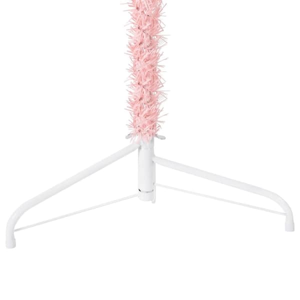 vidaXL Kapea puolikas tekojoulukuusi jalustalla pinkki 240 cm