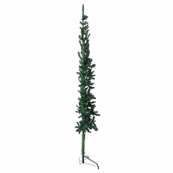 vidaXL kunstigt halvt juletræ med juletræsfod 120 cm smalt grøn