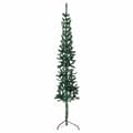 Miniatyrbillede 1 af 8: vidaXL kunstigt halvt juletræ med juletræsfod 120 cm smalt grøn