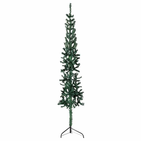 vidaXL kunstigt halvt juletræ med juletræsfod 120 cm smalt grøn
