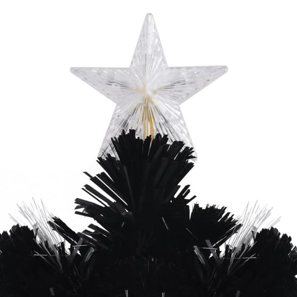 vidaXL juletræ med LED-snefnug 240 cm fiberoptik sort