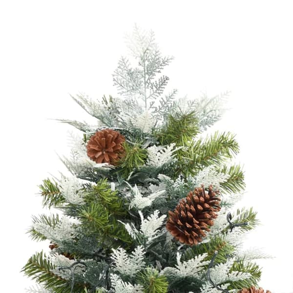 vidaXL juletræ med grankogler og lys PVC og PE 225 cm grøn
