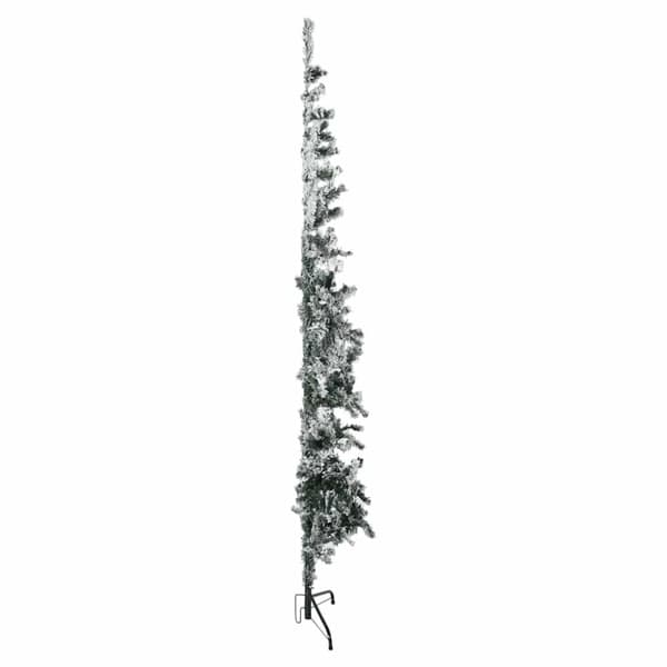 vidaXL Kapea puolikas tekojoulukuusi lumihuurteella 210 cm