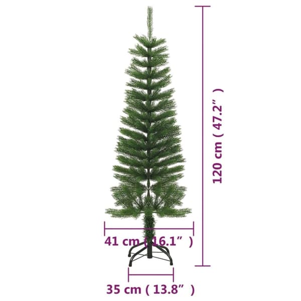 vidaXL kunstigt smalt juletræ med juletræsfod 120 cm PE