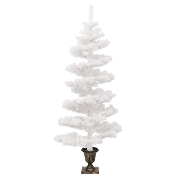 vidaXL Pyörrejoulukuusi ruukulla esivalaistu valkoinen 120 cm PVC