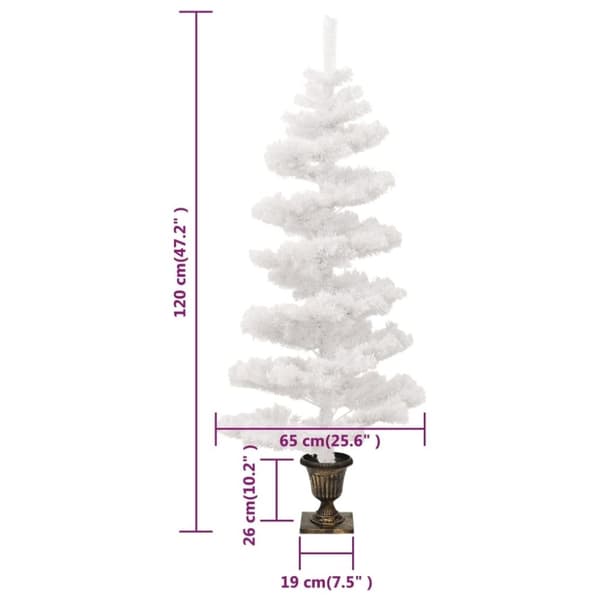 vidaXL Pyörrejoulukuusi ruukulla esivalaistu valkoinen 120 cm PVC