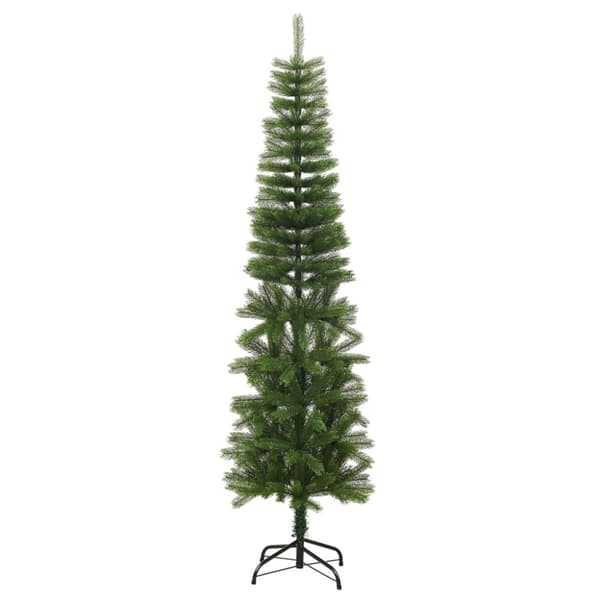 vidaXL kunstigt smalt juletræ med juletræsfod 210 cm PE