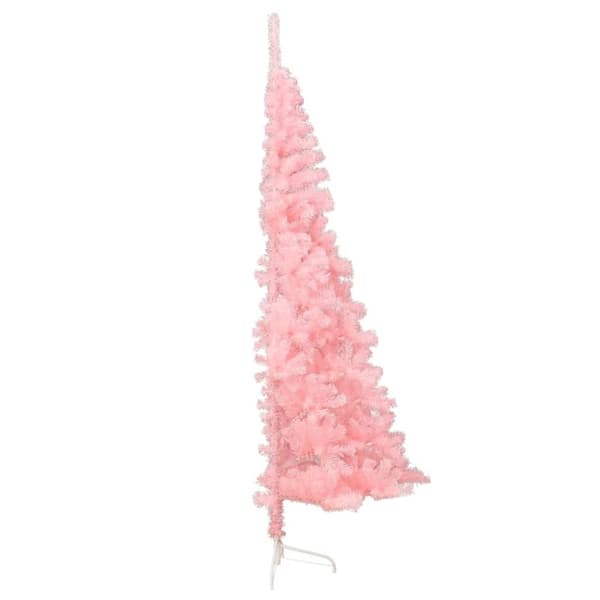 vidaXL Tekojoulukuusen puolikas jalustalla pinkki 240 cm PVC