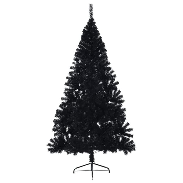 vidaXL kunstigt halvt juletræ med juletræsfod 210 cm PVC sort