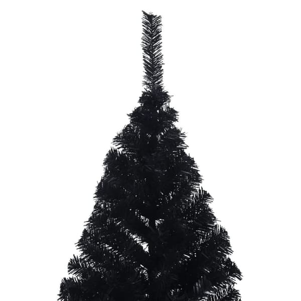 vidaXL kunstigt halvt juletræ med juletræsfod 210 cm PVC sort