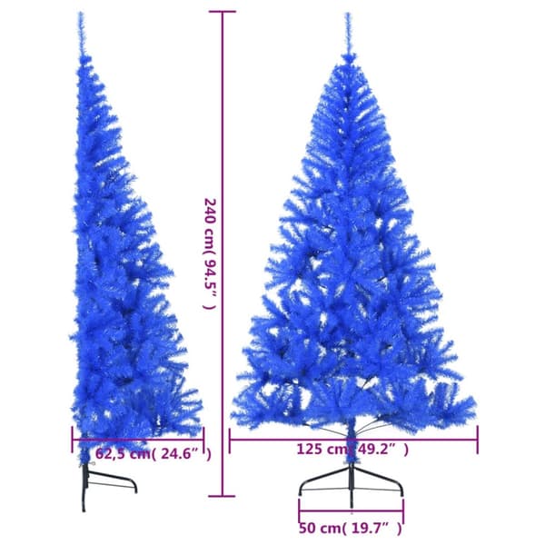 vidaXL Tekojoulukuusen puolikas jalustalla sininen 240 cm PVC
