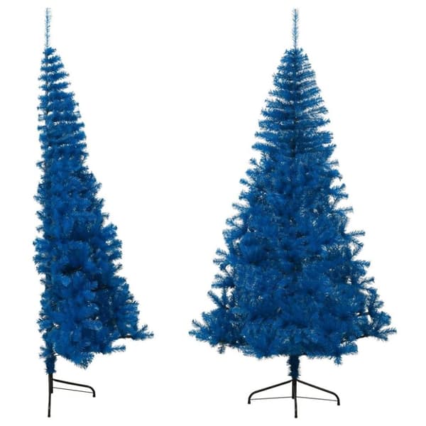 vidaXL kunstigt halvt juletræ med juletræsfod 240 cm PVC blå