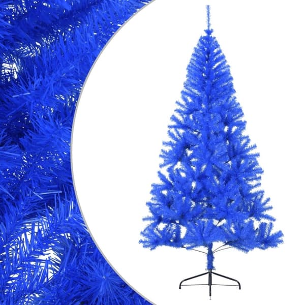 vidaXL Tekojoulukuusen puolikas jalustalla sininen 210 cm PVC