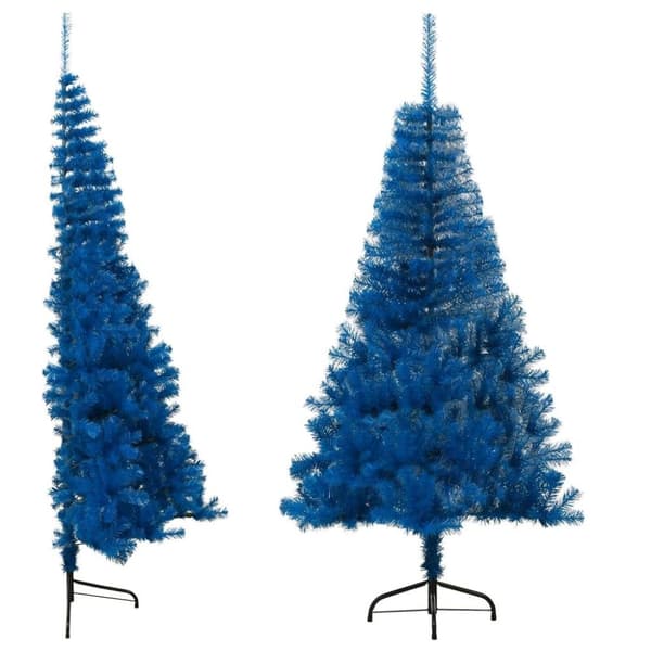 vidaXL Tekojoulukuusen puolikas jalustalla sininen 180 cm PVC