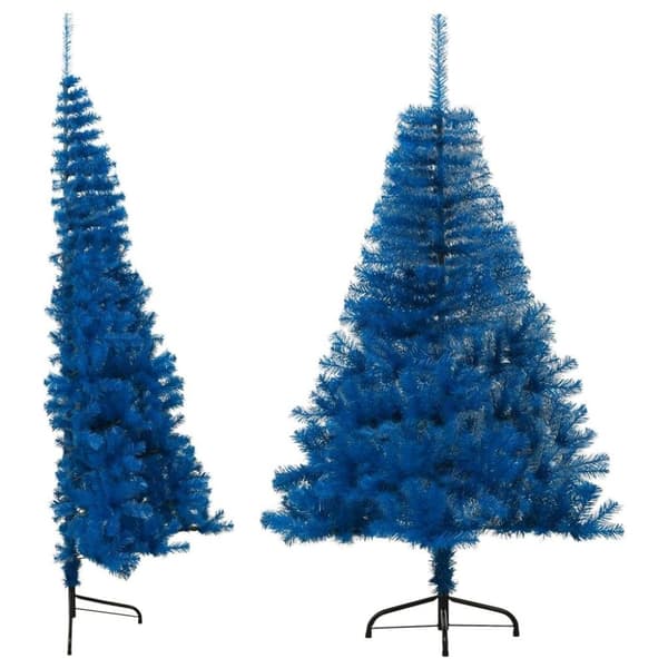 vidaXL Tekojoulukuusen puolikas jalustalla sininen 120 cm PVC