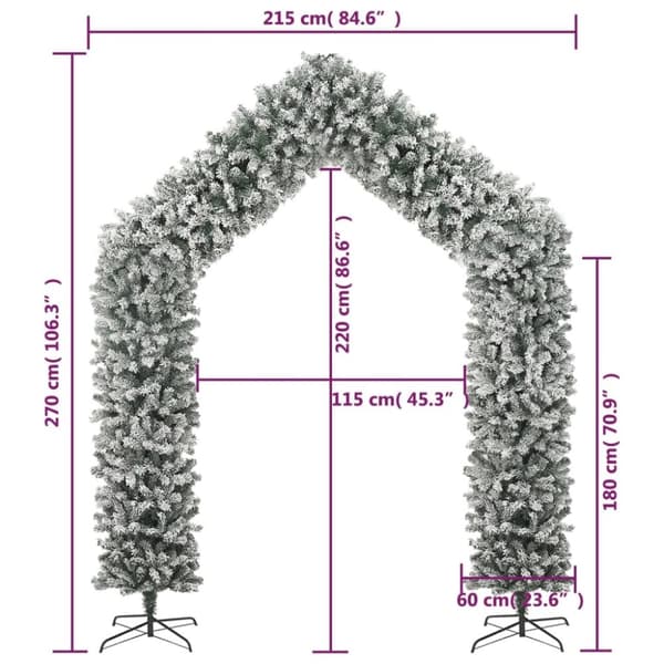 vidaXL Joulukuusikaari lumihuurteella 270 cm