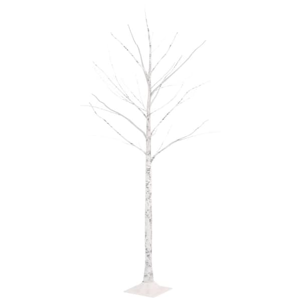 vidaXL Valkoinen LED-koivu lämmin valkoinen 72 LED-valoa 150 cm