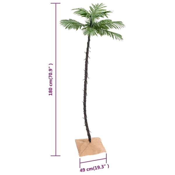 vidaXL LED-palmetræ 180 cm 96 LED'er varmt hvidt lys hvid