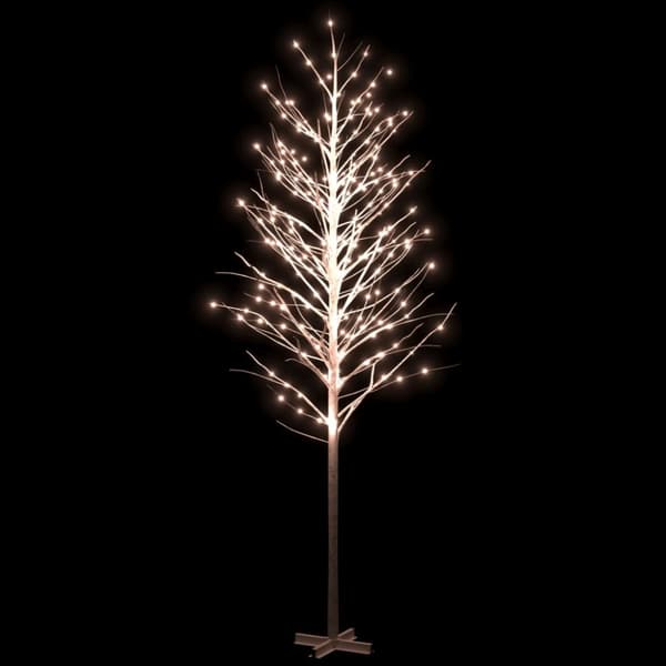 vidaXL Valkoinen LED-koivu lämmin valkoinen 672 LED-valoa 400 cm
