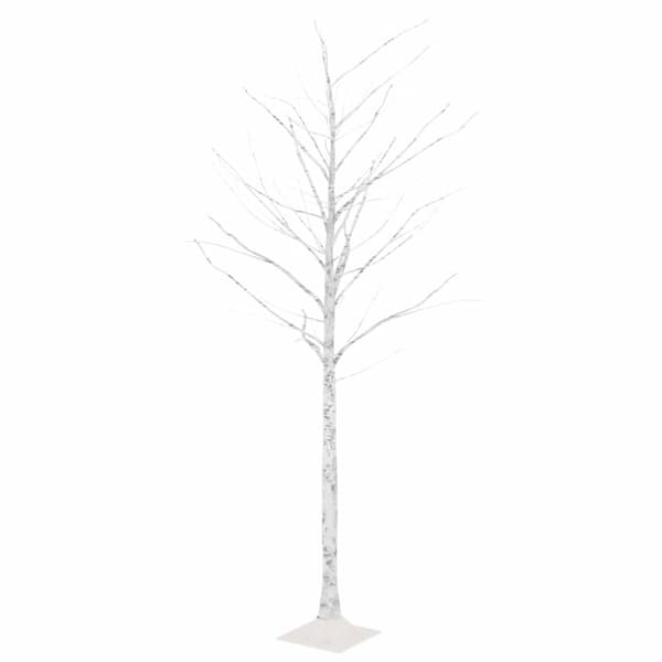 vidaXL Valkoinen LED-koivu lämmin valkoinen 128 LED-valoa 220 cm