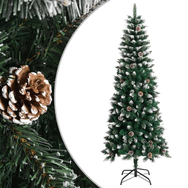vidaXL kunstigt juletræ med juletræsfod 210 cm PVC grøn
