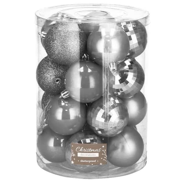 Julkulor - SPRINGOS - 20 st - Ø 4 cm - Plast - Grå - Blank och matt