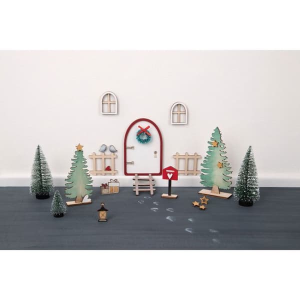 Mini julscen - Tomtehus - 26 delar - Hållbart trä - Inredning - Skandinavisk atmosfär