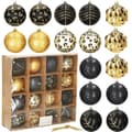 Miniatyrbild 3 av 4: Julgranspynt - SPRINGOS - 16 st. trädbollar ornament - guld/svart