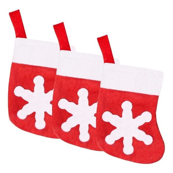 Bordsdekoration - SPRINGOS - 3 st julbestickhållare - Röd - Vit snöflinga - Textiltyg