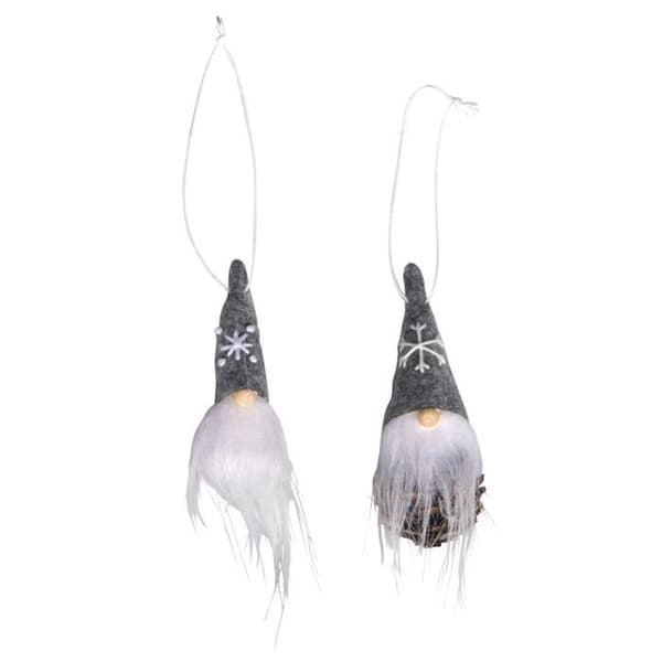 Vit tomte - julgransdekoration - 10 cm
