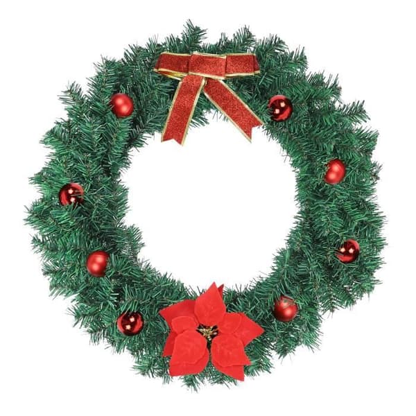 XMTECH Ø50cm julkrans - med röda bär och röd blomma julboll - konstgjord julkrans