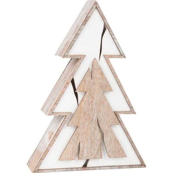 Dekorativt träd - Shabby Chic design - Massivt trä - LED - Beige - Inomhus