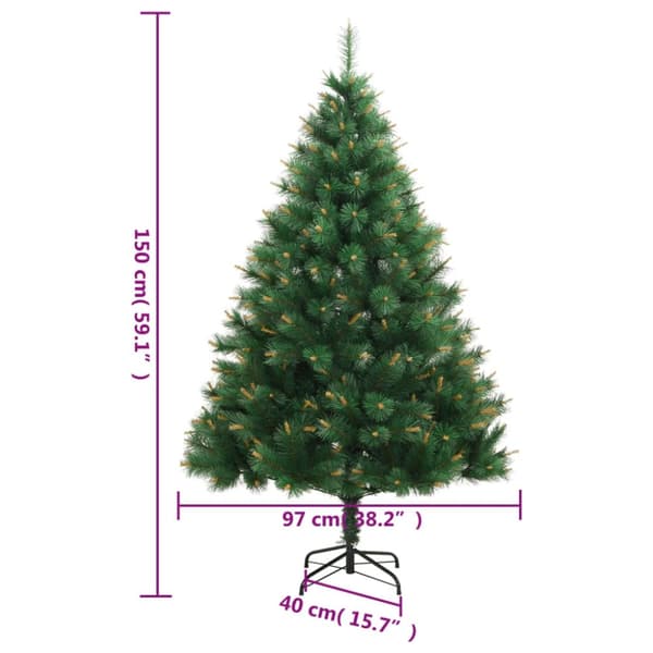 vidaXL kunstigt juletræ med juletræsfod 150 cm hængslet