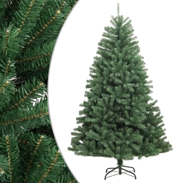vidaXL Kunstig hengslet juletre med stativ grønn 300 cm