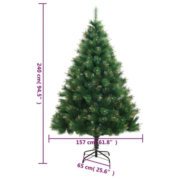vidaXL kunstigt juletræ med juletræsfod 240 cm hængslet
