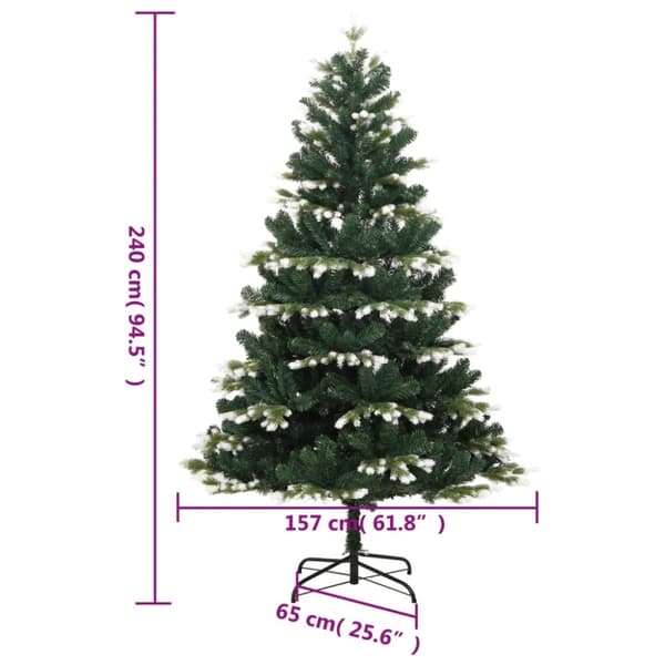 vidaXL Tekojoulukuusi saranoilla ja lumihuurteella 240 cm