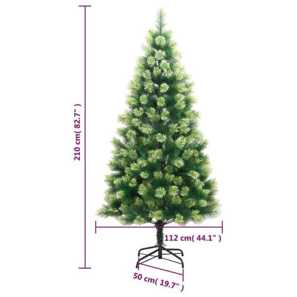 vidaXL kunstigt juletræ med juletræsfod 210 cm hængslet