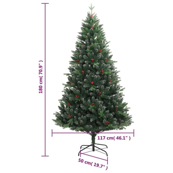 vidaXL Plastgran med röda bär gångjärn 180 cm