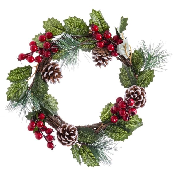 Adventkranse Rød Grønn Naturell Plast Ananas 24 x 24 cm